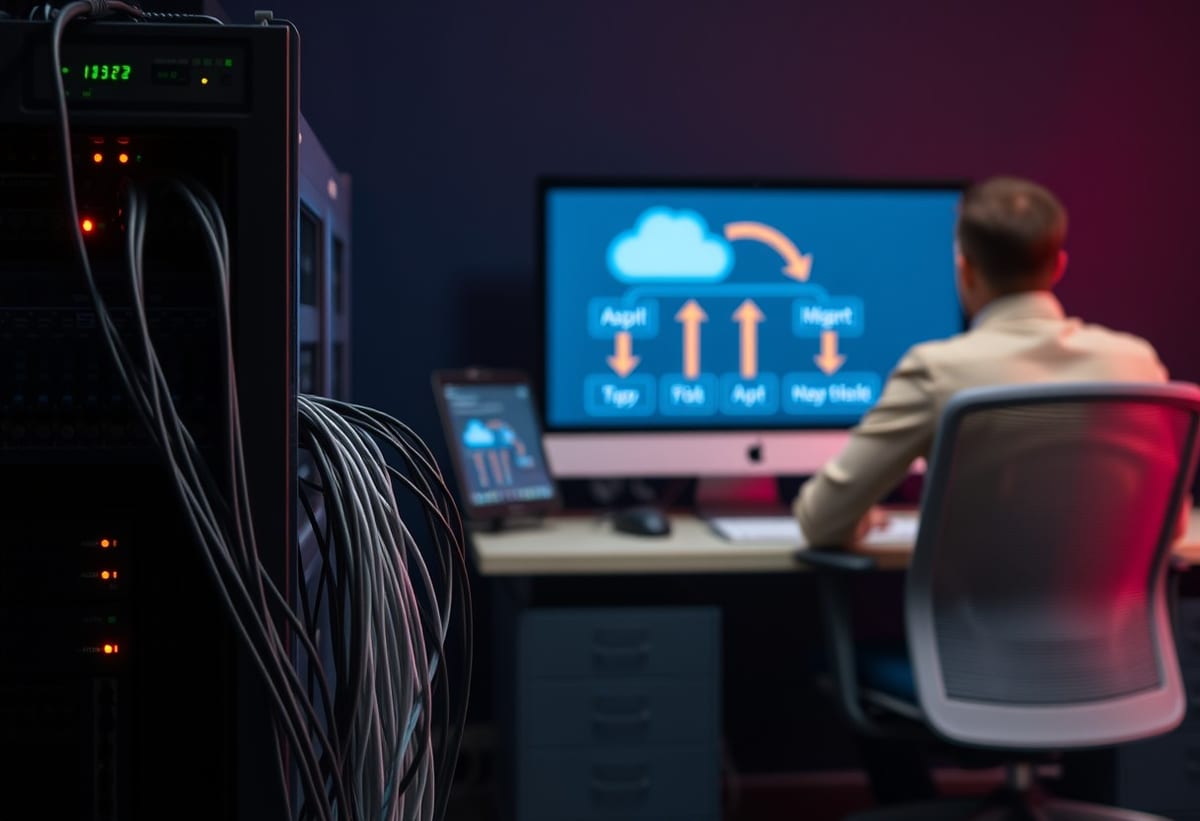 Cloud computing infrastructure diagram with servers