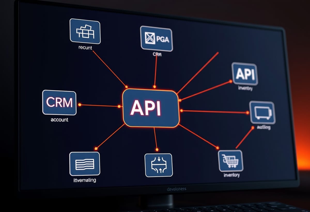 API connection diagram showing data flow between systems