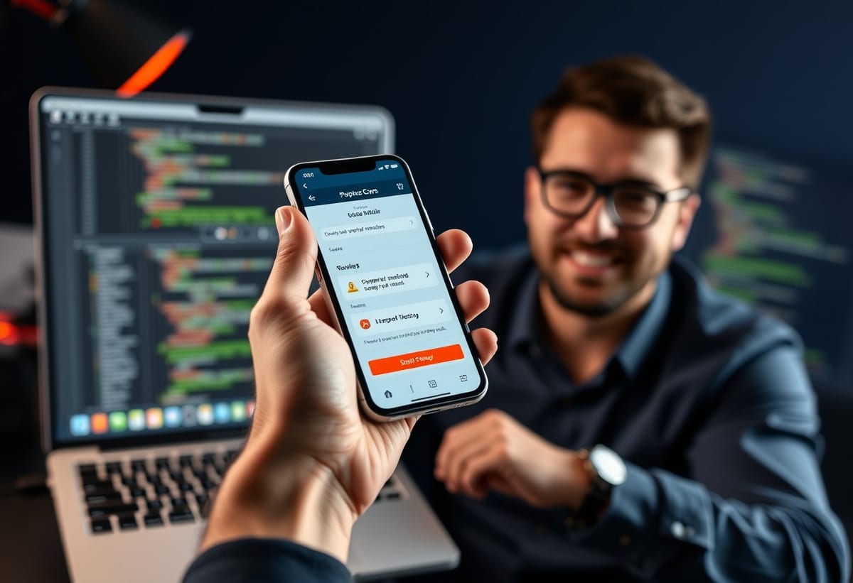 Mobile app interface on smartphone screen